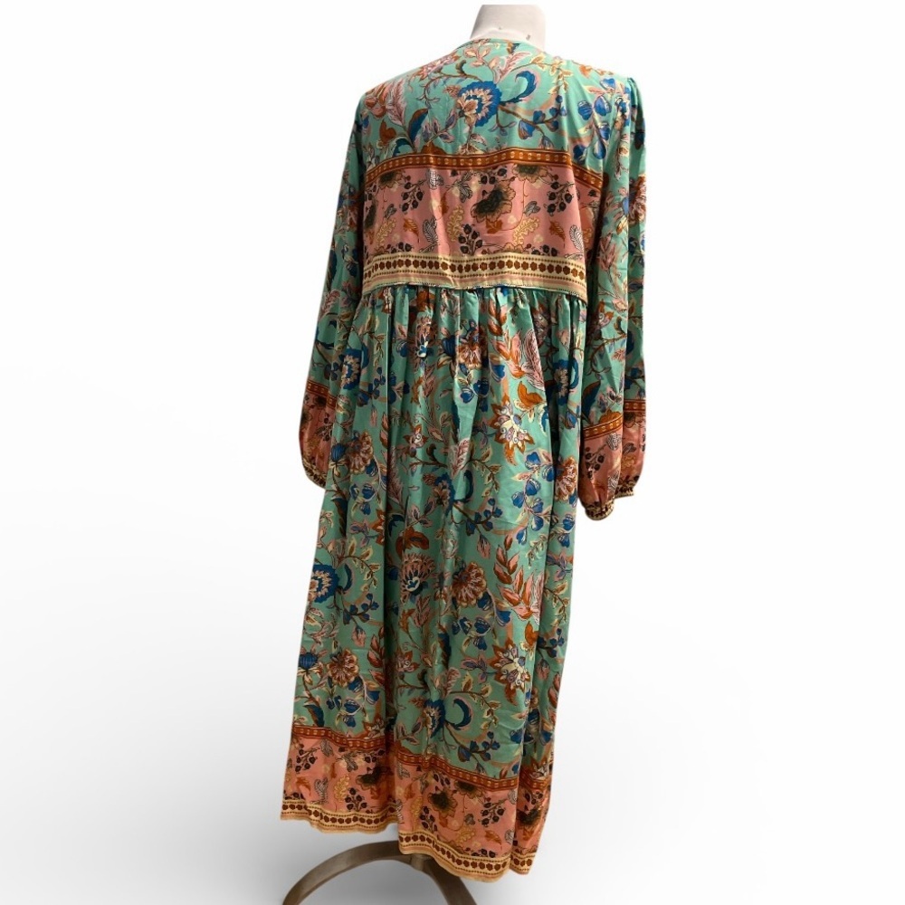 Women's bohemian Floral Print Long Sleeve Dress - Picture 9 of 10